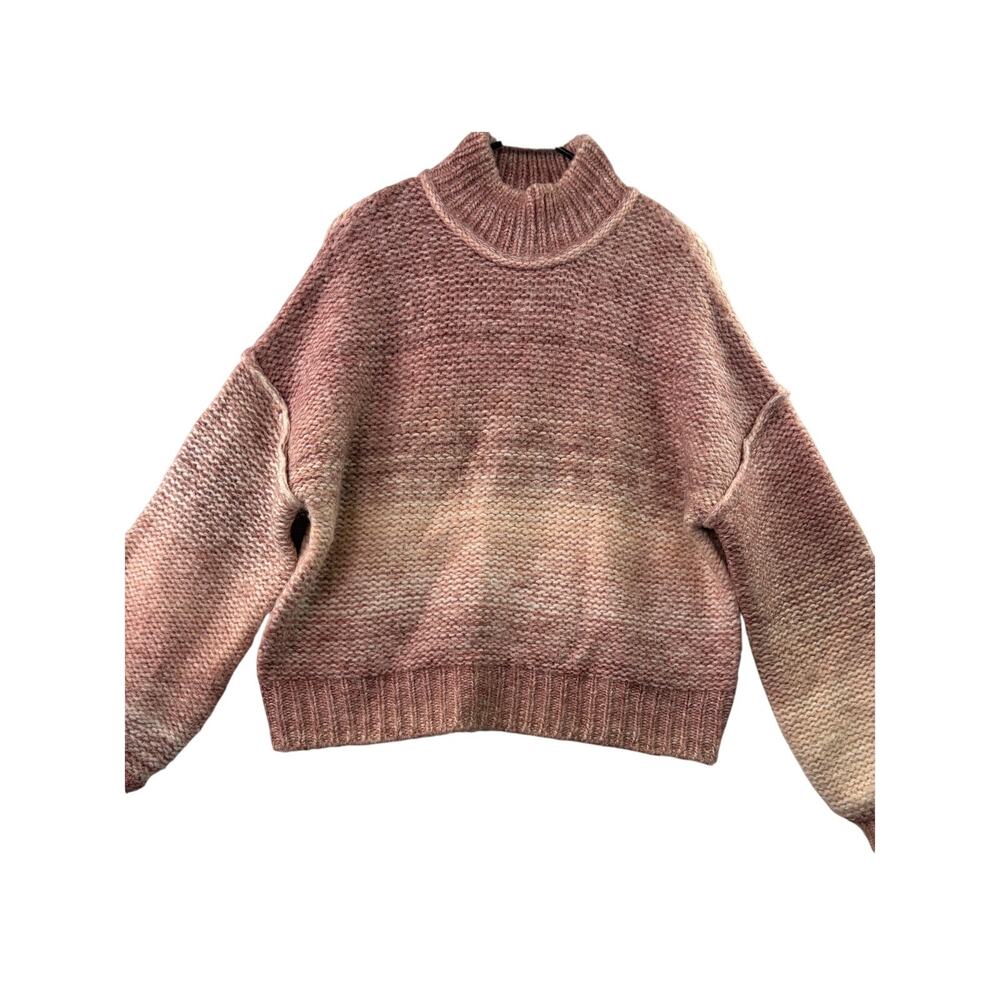 Rachel Zoe Mauve Ombré Chunky Knit Mock Neck Sweater – Size S - Picture 3 of 6